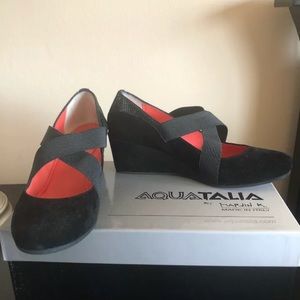 Aquatalia Weatherproof Black Suede Victory Wedge